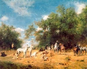 Eugene Fromentin - Arab Horsemen Resting