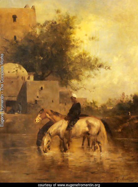 Horses Watering In A River